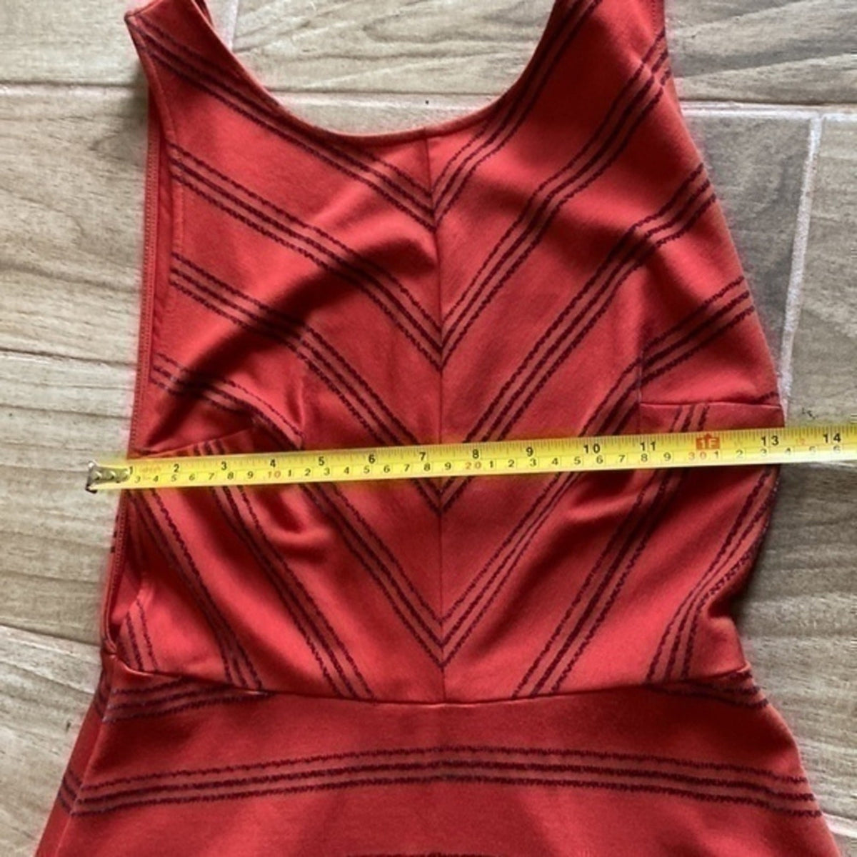 Free People Red/Orange Short Dress Black Velvet Stripes S