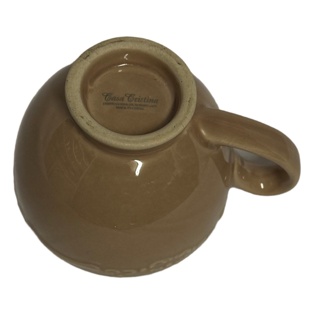 Casa Cristina Taupe Scalloped Tea Cups Set of 4 – 3.5”W x 3”H Stoneware