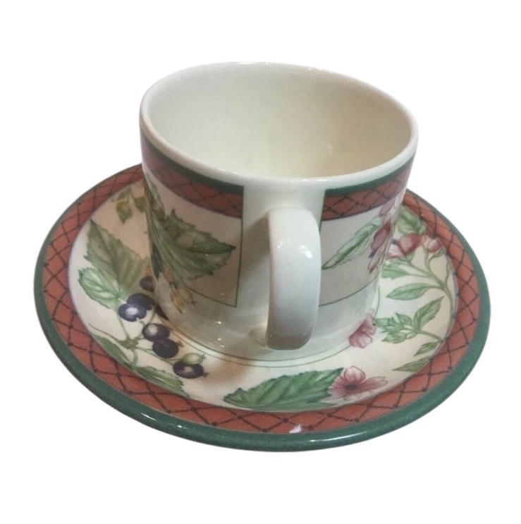 Johnson Brothers Autumn Grove Cup & Saucer Set of 8 Fruit Floral England