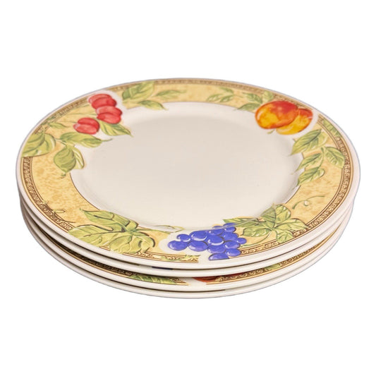 Gibson Designs Fruit Grove Dinner Plates Set of 4 Cherries Grapes Peach 10 3/8”D