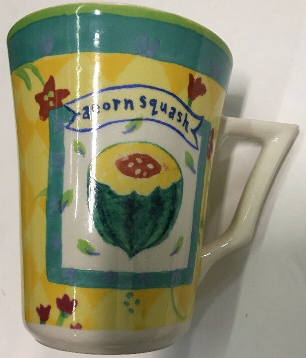 Kimberly Hodges Mug GARDEN DELIGHTS Yellow Coffee Tea Cup A Corn Squash Papaya