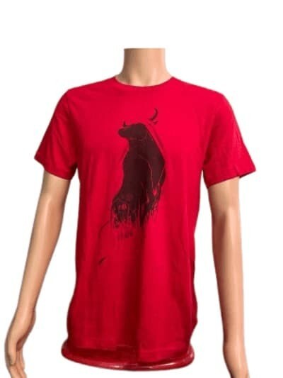 Threadless T-Shirt Revenge of the Toro Cotton Men Crew Neck Red MD.
