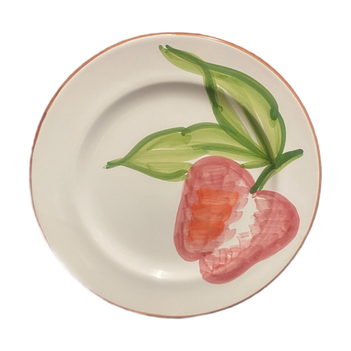 PRESENT TENSE 4-Dinner Plates ITALY Hand Painted Fruit Apple-Lemon-Grape-Pear