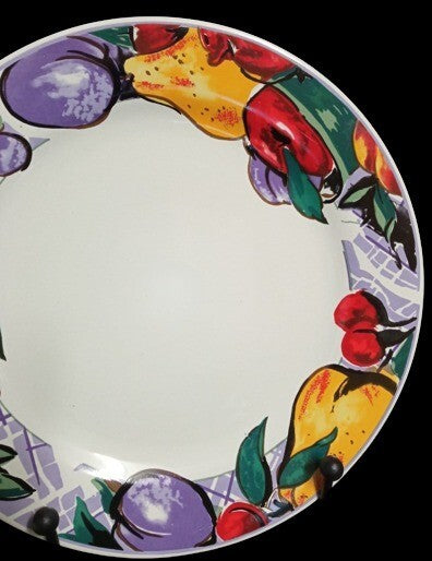 Gibson Designs CORNUCOPIA FRUIT Chop Plate 12” D Apple Pear Cherry Plum Border