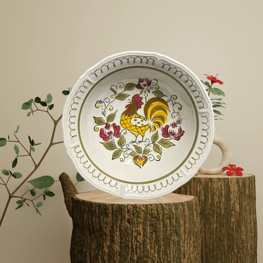 Mikasa Serving Bowl HERITAGE Round Terra Stone 7125 Japan Rooster Oven Proof