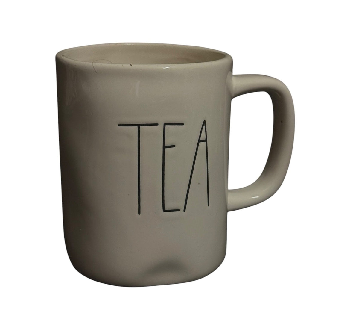 Rae Dunn TEA Ceramic Mug White Black Lettering 16 oz Farmhouse Coffee Cup
