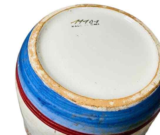 Italian Hand Painted Terracotta Vase Majolica Pottery Umbrella Holder 16 3/8”H