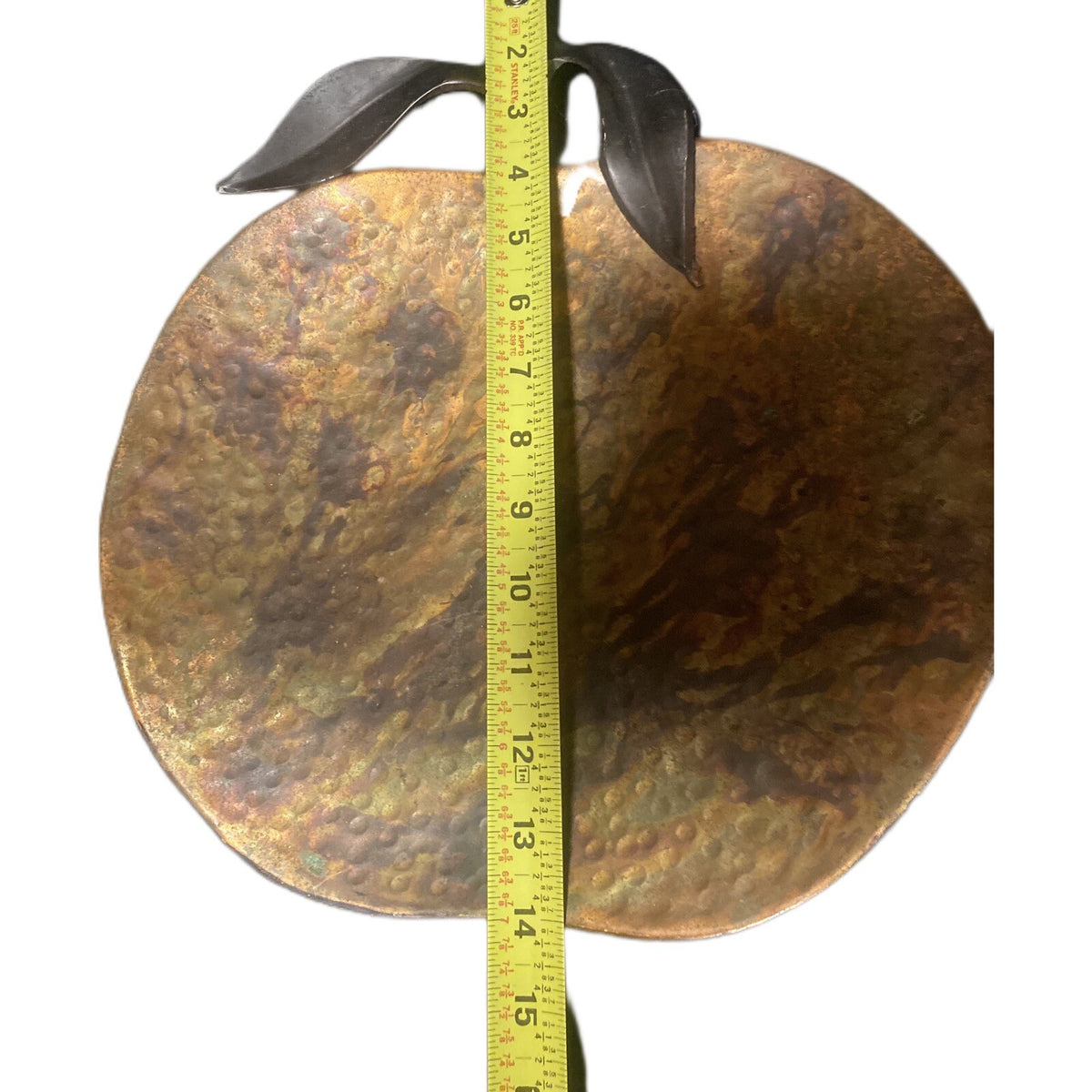 Hammered Tray Apple Shaped Metal Brown Decorative Home Decor India 14” L X 12” W