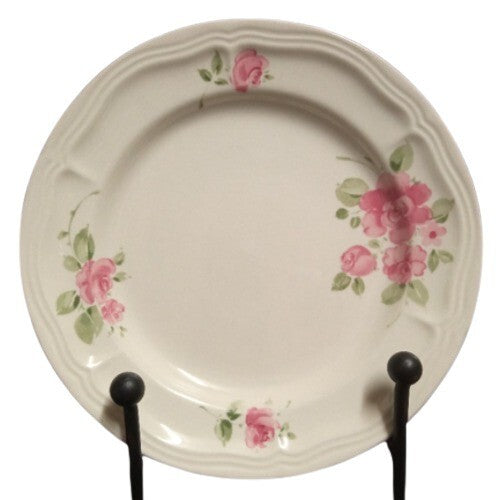 Gibson Designs ROSELAND 4-Salad Plates 7 3/4" D Pink Rose Tan Body Dessert Dish