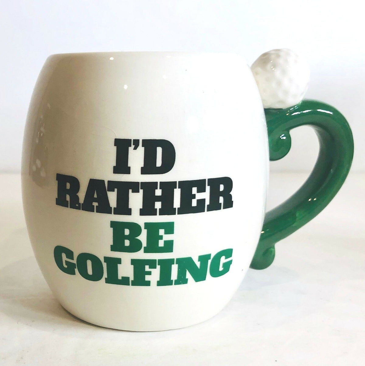 Golf Ceramic Mug I'd Rather Be Golfing 3D Handle Golf Ball Coffee Tea Cup