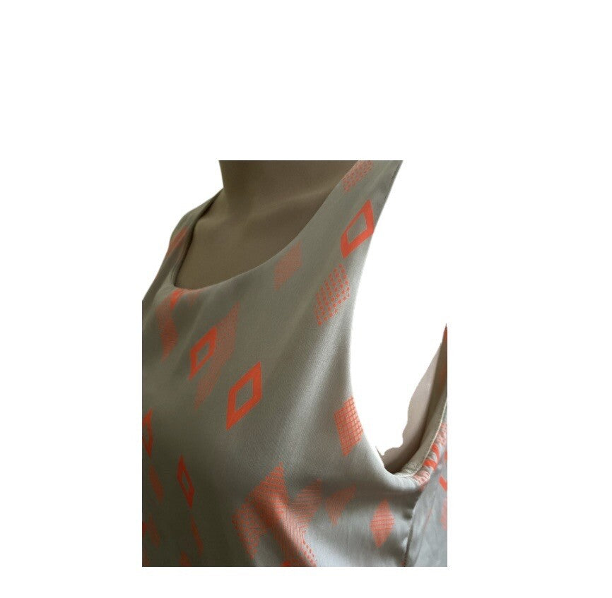 Tea N Rose Women Dress Sleeveless Scoop Neck Midi Geometric Medium RN131926