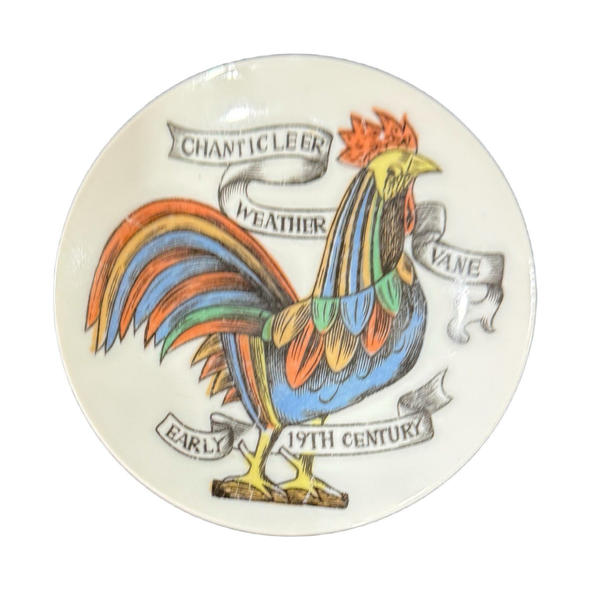 Vintage 4” Chanticleer Rooster Plate Early 19th Century Weather Vane Trinket