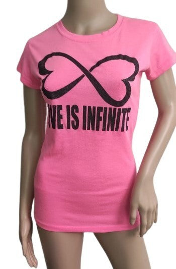 Rue 21 T-Shirt Love is Infinite Pink Crew Neck Cap Sleeves Top M