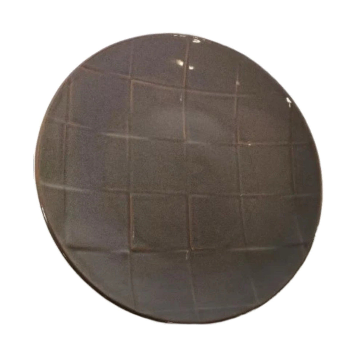 Set of 5 Pier 1 Cubic 11” D Dinner Plates Brown Stoneware Textured Grid Look