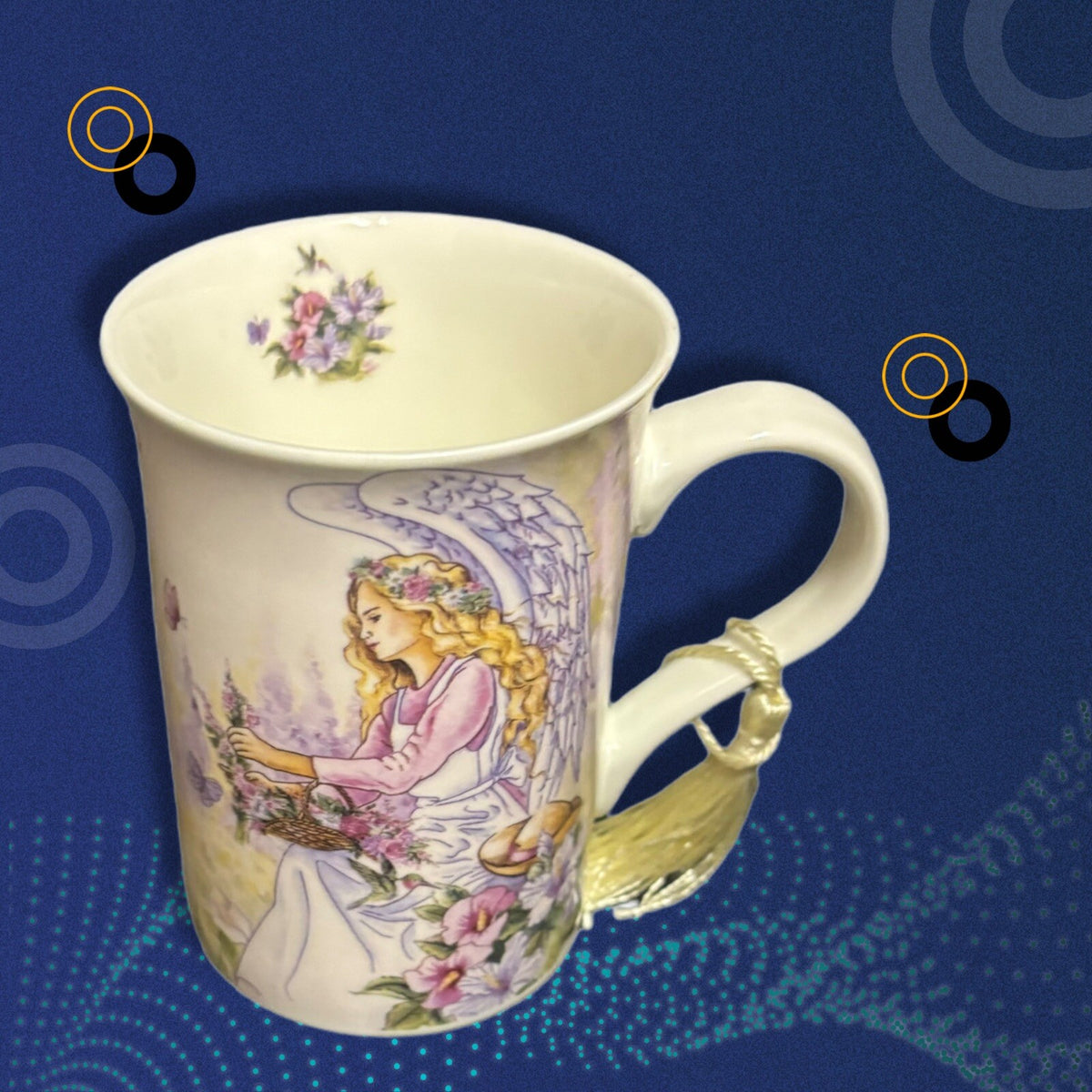Angel Star Mug Porcelain Coffee Tea Flowers Butterflies Cup 2013 Designed in USA