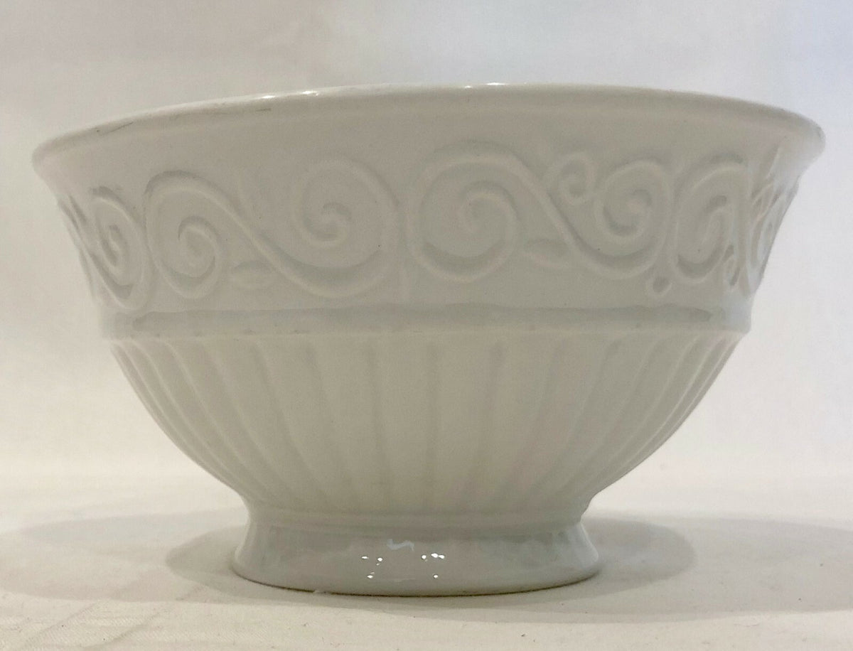 Gibson Designs Claremont Dinnerware Collection Embossed Scrolls/Columns No Trim