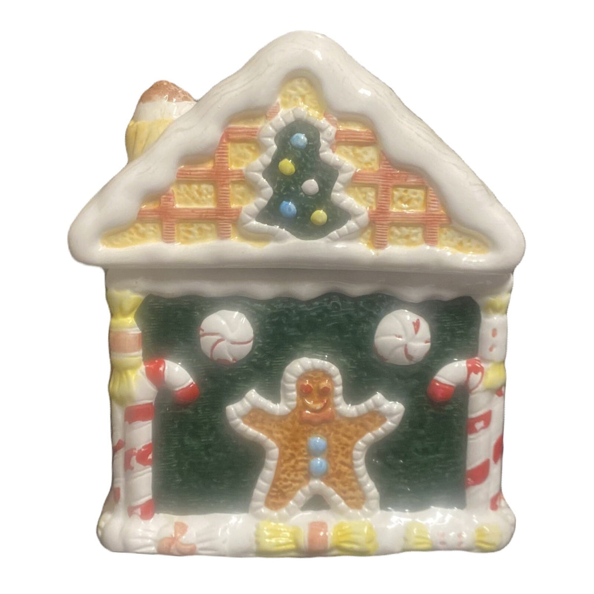 World Bazaar Gingerbread House Cookie Jar Christmas Holiday Decor 9.5” Tall