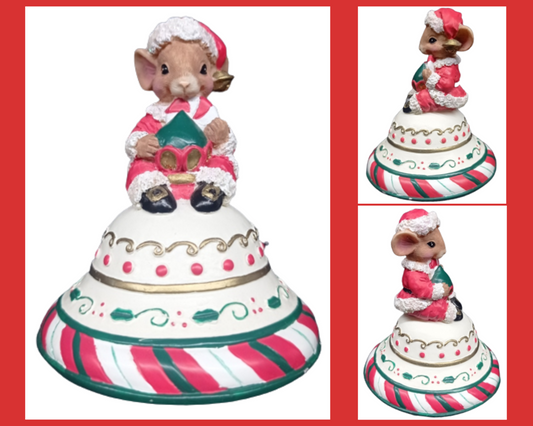 Christmas Santa Claus Mouse White Gold Green Red Holiday Home Decor Bell Shape