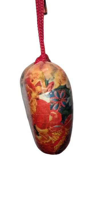 Christmas Ornaments Santa Claus Papier Mache Vintage Set of 3 Hearts