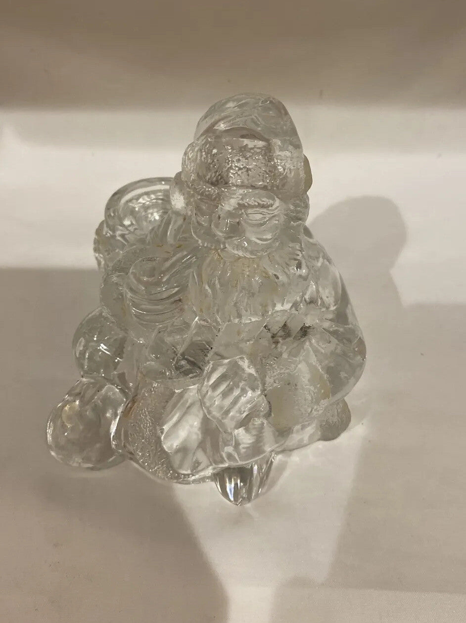 Vintage Crystal Clear Industries Santa Tapered Candle Holder C.C.I 5 1/4" H