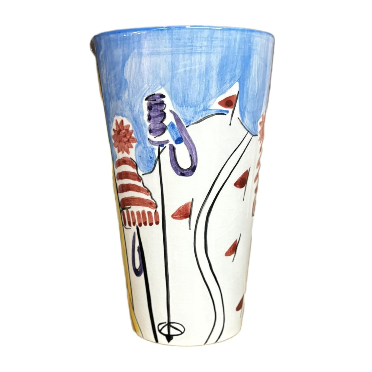 Trish Richman 2-Latte Mug At Home Winter Ceramic Coffee Tea Cup Snow Ski Hat