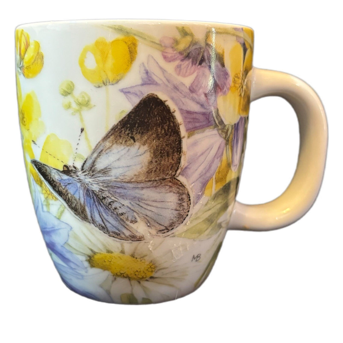 MARJOLEIN BASTIN Hallmark Mug Butterfly Flowers Lady Bug Ceramic Coffee Tea Cup