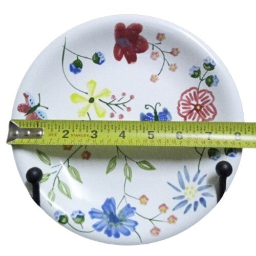 Gibson Designs ALISHA 4-Salad Plates 8 ¼”D Ceramic White Flowers Butterflies