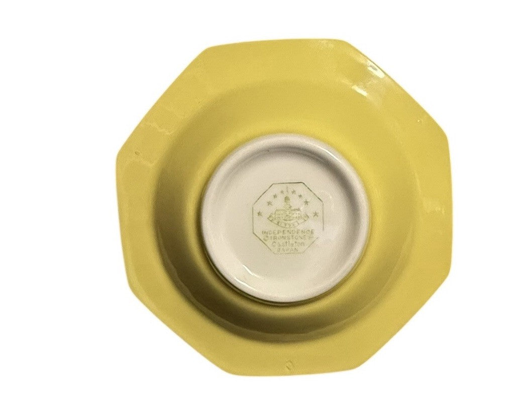 Independence Ironstone Castleton Yellow Fruit Bowls Set 3 Octagon 5 3/4" D Japan