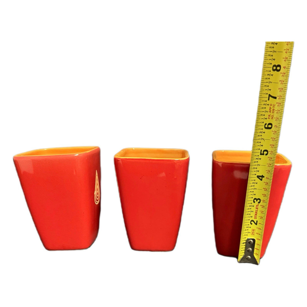 Disaronno Red Square Mugs Set of 3 Orange Interior Barware Coffee Cups