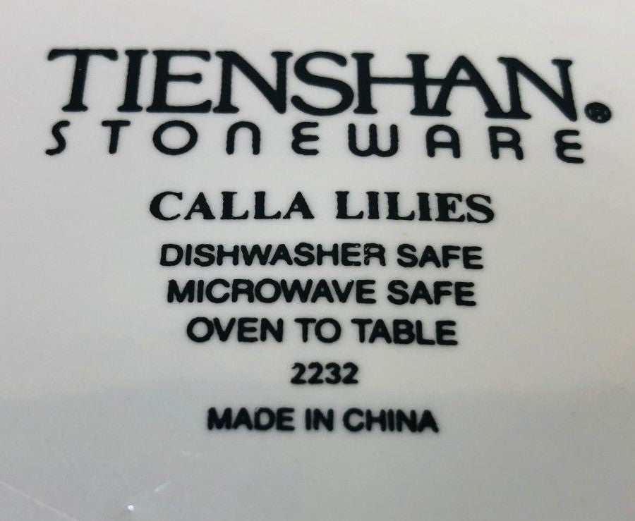 Tienshan Stoneware "CALLA LILIES" Oven to Table Dinnerware Collection # 2232