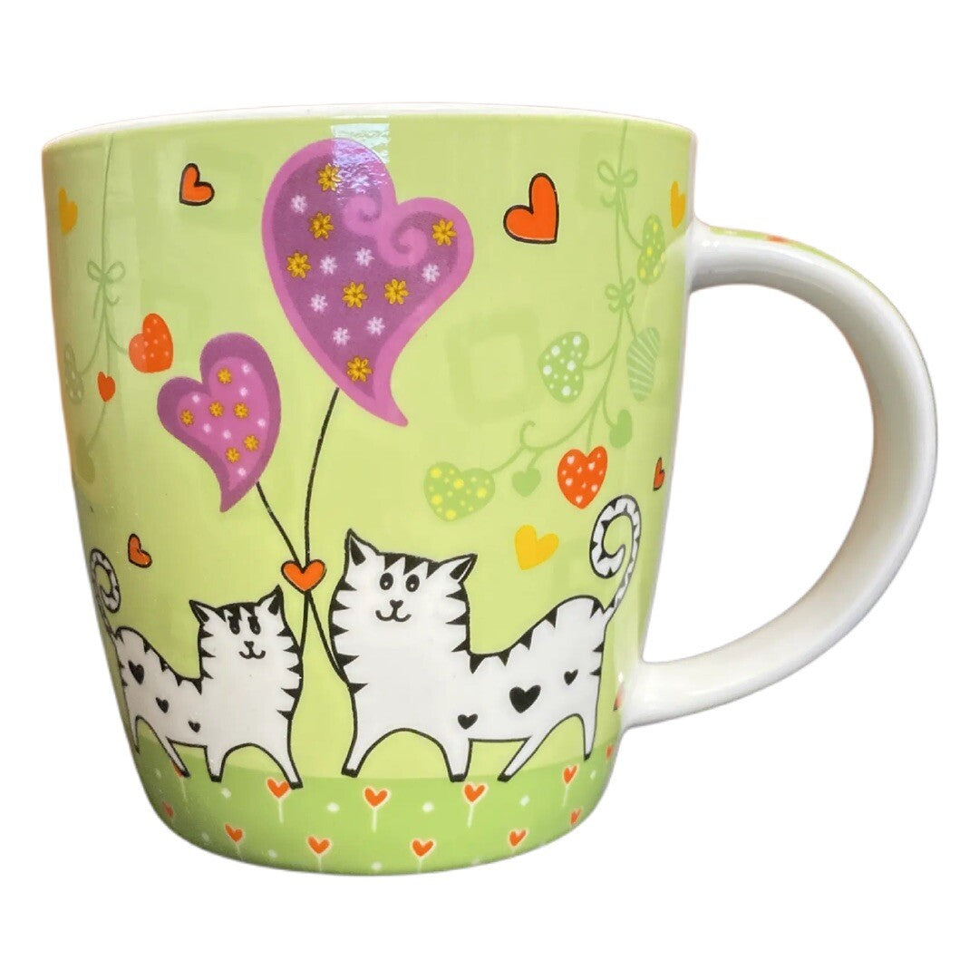 CAT LOVERS  Coffee Cup Hearts BIRDS IN LOVE Tea Cup Efay Art Living Collection