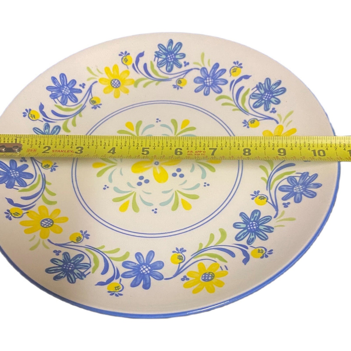 BAUM Tuscany Dinner Plate Blue Yellow Floral Ceramic 10 1/2" D  Dish