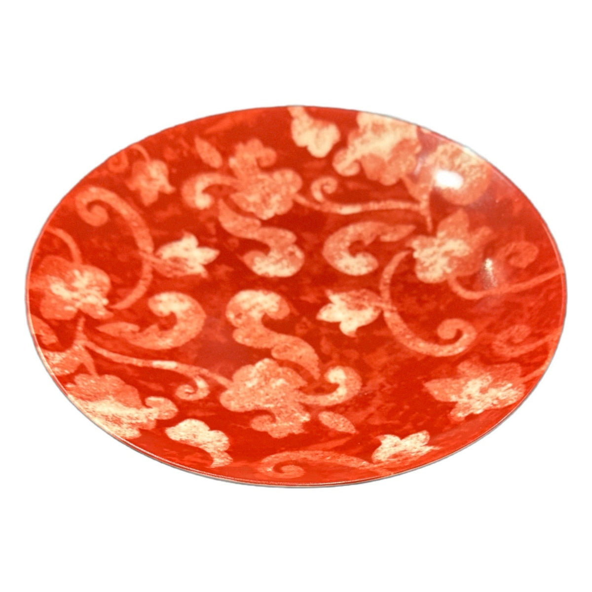 Set of 4 Cordon Bleu BIA Red Scroll Plates 8” China 2007 Stoneware Dinnerware