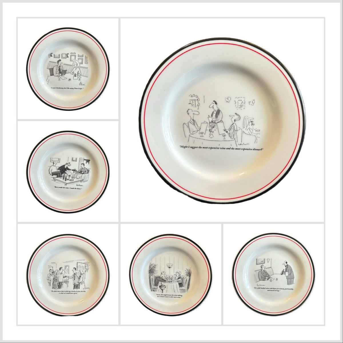 RESTORATION HARDWARE 6-Salad Plates NEW YORKER Ceramic Dessert Appetizer 8" D