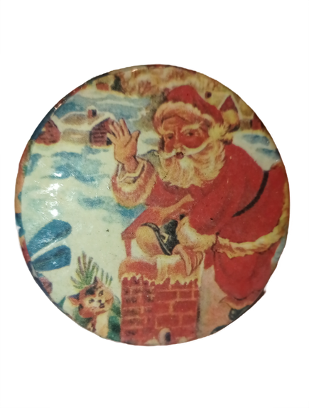 Vintage Santa Christmas Ornaments Paper Mache LOT (4) Bell