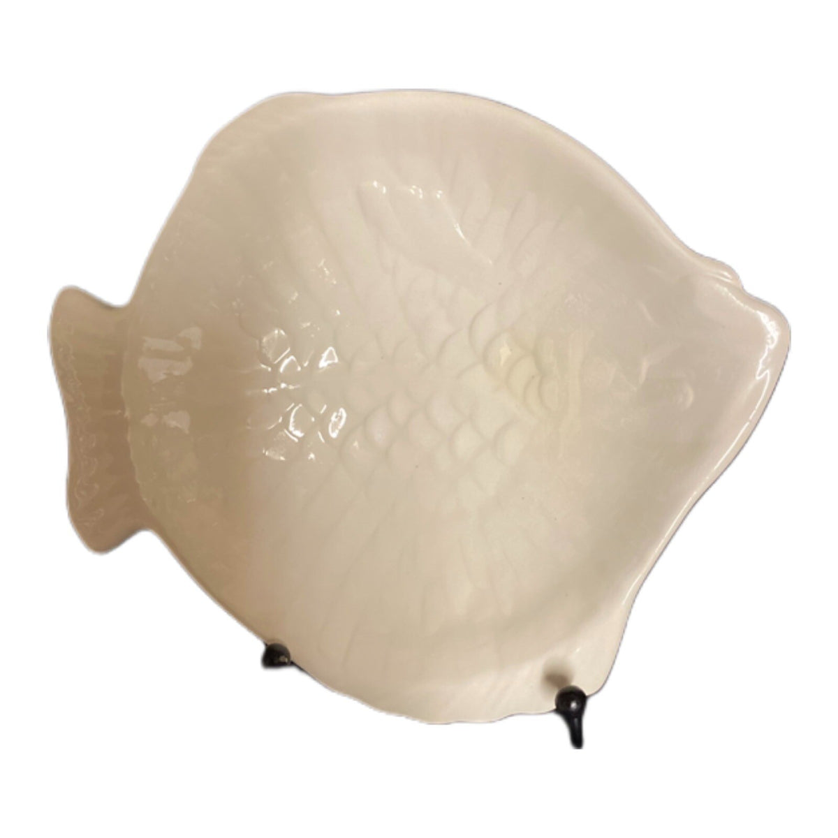 Holland Mold Fish Plates Set of 4 Appetizer Condiment Dish Cream Ceramic 7 1/2"L