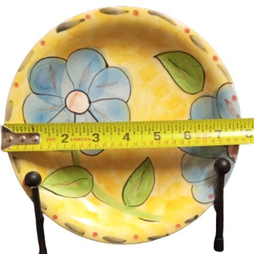 Gibson Houseware SUNRISE Set Of 2 Salad Dessert Plates 7 ¾”D Yellow Blue Flowers