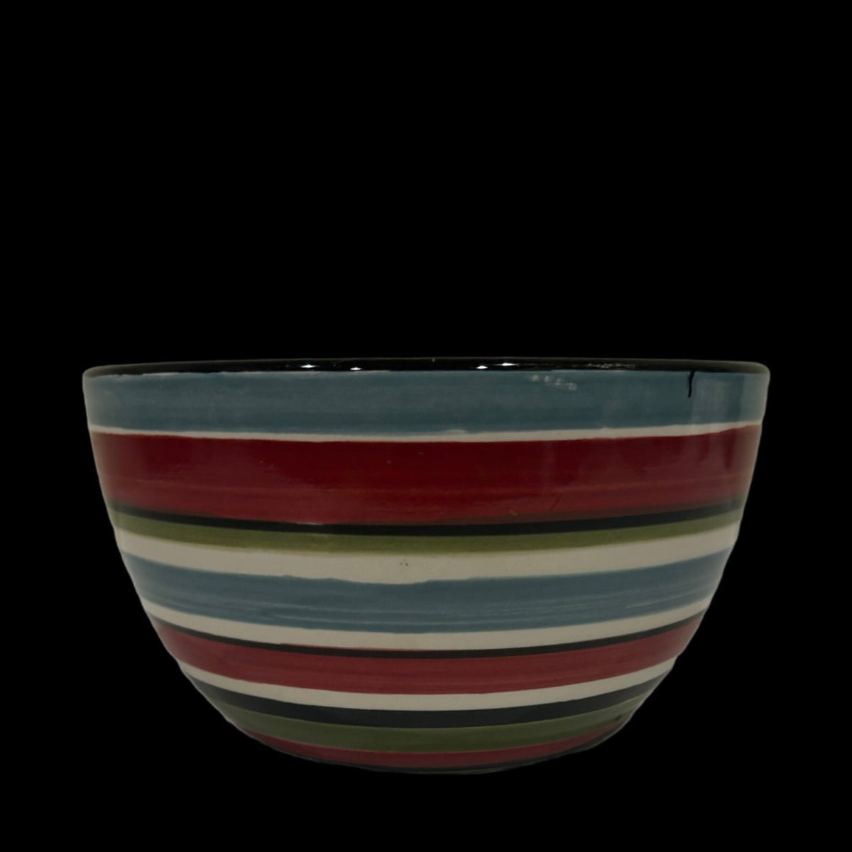 Tabletops Unlimited BOULEVARD 4 Cereal Bowls Hand Painted Bird Striped Soup Dish