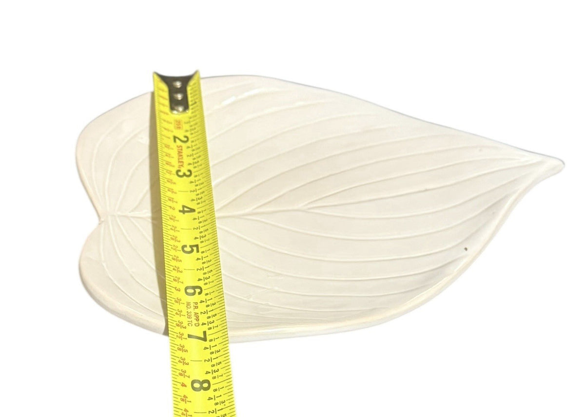 Napa Home & Garden 8pc Leaf Plates Set – 4 Large 8.5” & 4 Small 5” White Ceramic