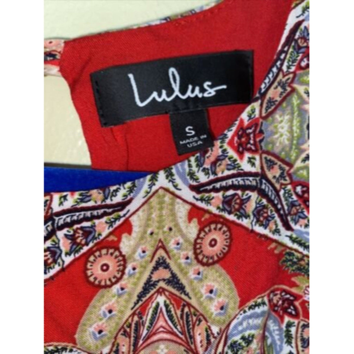 Lulu's Women Tank Top Red Sleeveless Blouse S. Paisley Sleeveless Crew Neck Boho