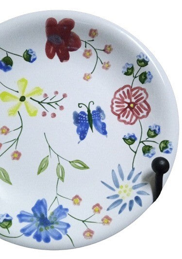 Gibson Designs ALISHA 4-Salad Plates 8 ¼”D Ceramic White Flowers Butterflies