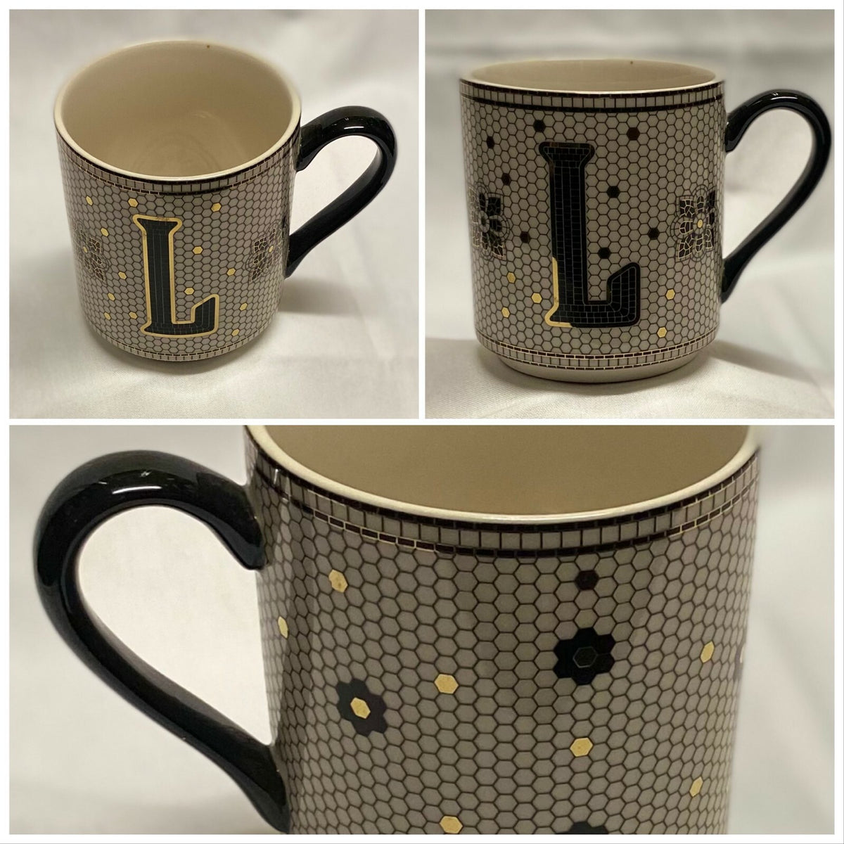 Anthropologie Home Bold Tiled Mug Monogram Bistro Margot Personalized Initial 