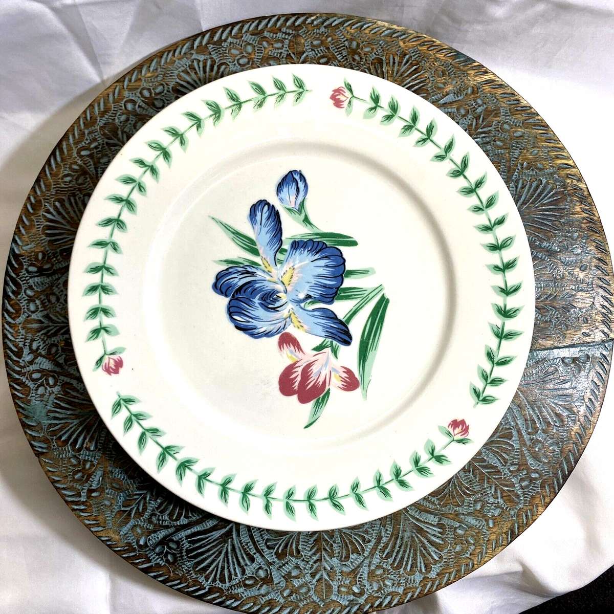 Vintage Tabletops Unlimited Botanica Dinner Plates Set of 5 Iris Floral China