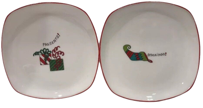 Fitz & Floyd Essentials Merry Christmas Set of 4 Canapé/Dessert Plates 