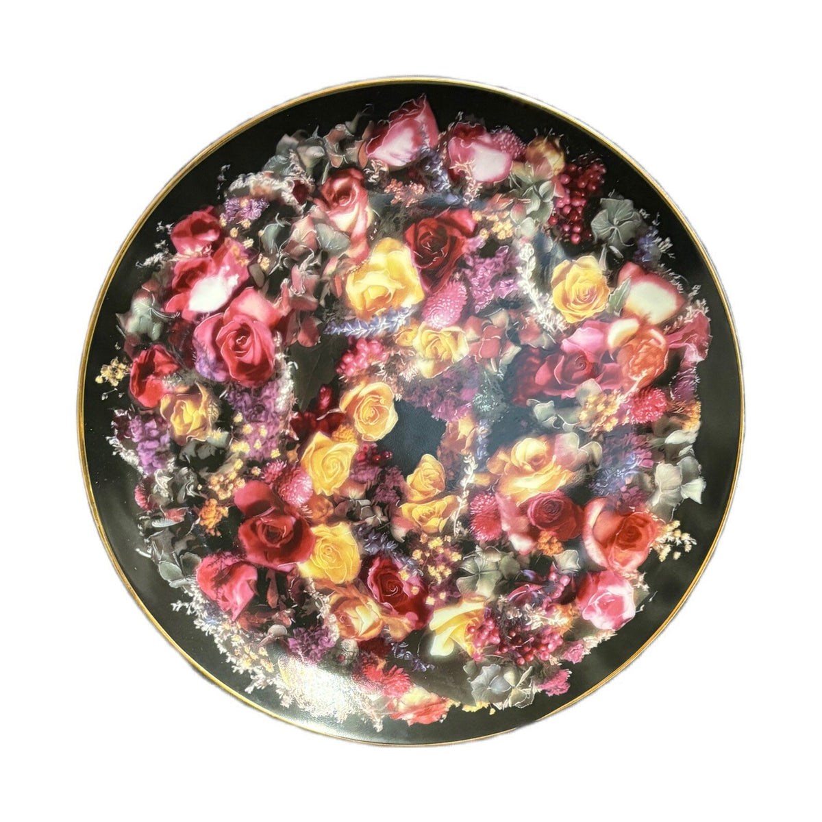 Summer’s Bounty ROSE WREATHS Collectible Floral Plate 1992 E7469 Artaffects LTD