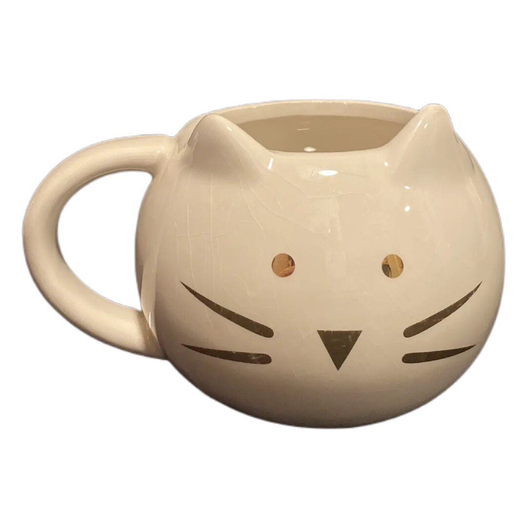 10 STRAWBERRY STREET Coffee Mug Whimsical Cupboard White & Gold FAT CAT Tea Cup
