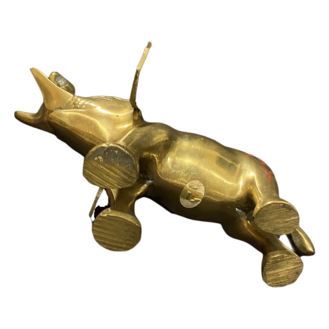 Vintage Elephant Solid Brass Figurine Statue Raised Trunk Up Good Luck