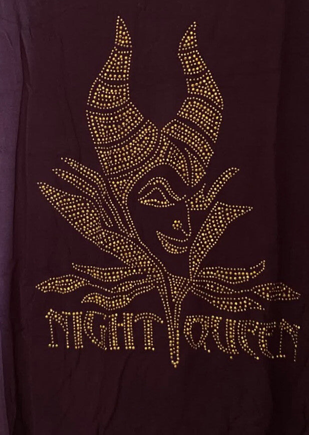 Disney Jennyfer Night Queen Purple T-Shirt Gold Embellished Cap Sleeve L