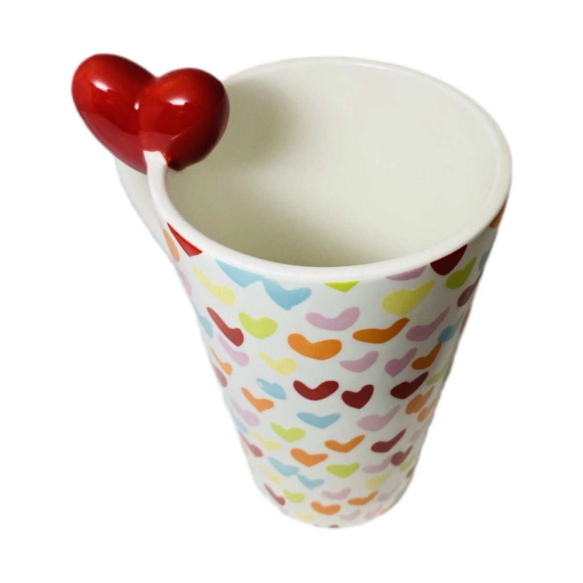 Target Tall Latte Mug Multicolor 16 Oz Hearts Red 3D Rim Valentine’s 2010