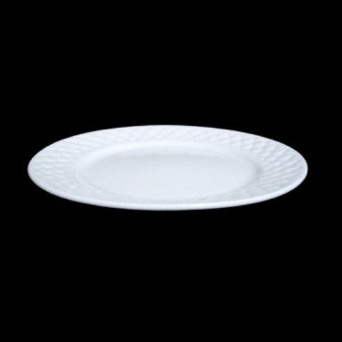 Gibson Designs ANTIQUE QUILT 6-Salad Dessert Plates 7 ½" D White Embossed Quilt